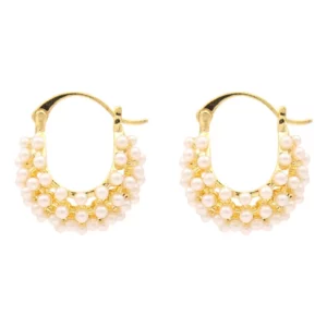 Seed Bead Basket Hoop Earrings