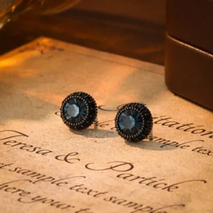 vintage dark blue zircon stud earrings – elegant statement jewelry