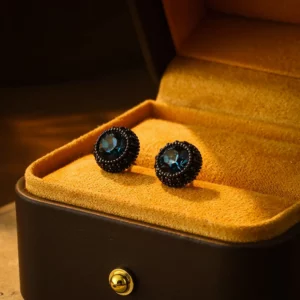 vintage dark blue zircon stud earrings – elegant statement jewelry