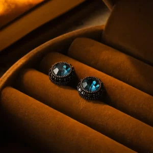 vintage dark blue zircon stud earrings – elegant statement jewelry