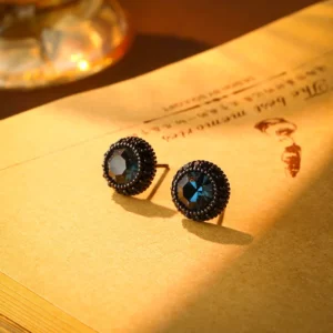 vintage dark blue zircon stud earrings – elegant statement jewelry