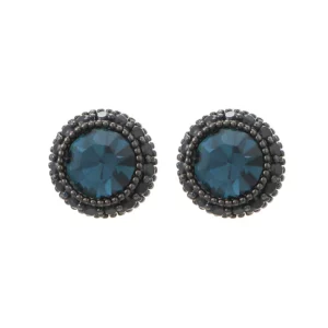 vintage dark blue zircon stud earrings – elegant statement jewelry