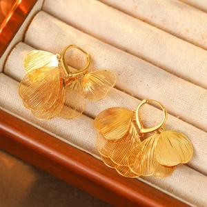vintage hollow leaf earrings – french elegant statement jewelry