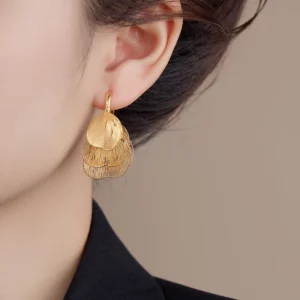 vintage hollow leaf earrings – french elegant statement jewelry