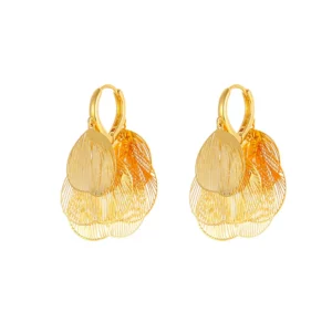 vintage hollow leaf earrings – french elegant statement jewelry
