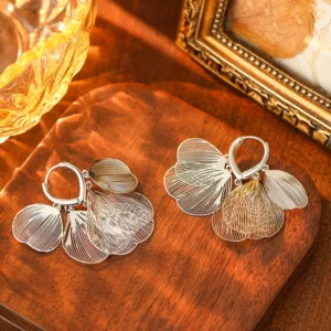 vintage hollow leaf earrings – french elegant statement jewelry