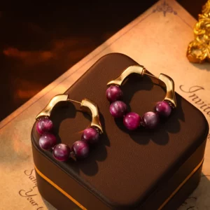 purple grape bead stud earrings – french elegant everyday jewelry