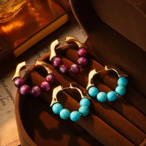 purple grape bead stud earrings – french elegant everyday jewelry