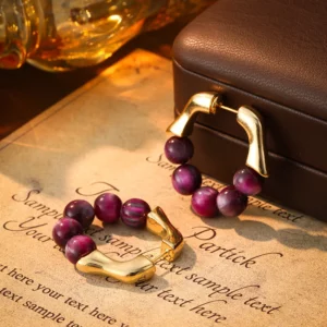purple grape bead stud earrings – french elegant everyday jewelry