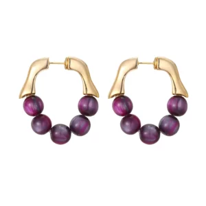purple grape bead stud earrings – french elegant everyday jewelry