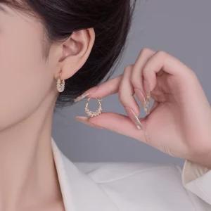 twisted pearl style huggie earrings – french vintage elegant jewelry