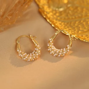 twisted pearl style huggie earrings – french vintage elegant jewelry
