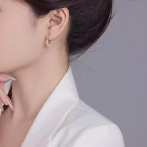 twisted pearl style huggie earrings – french vintage elegant jewelry