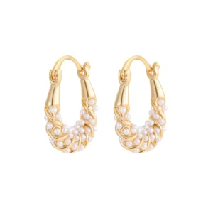 twisted pearl style huggie earrings – french vintage elegant jewelry