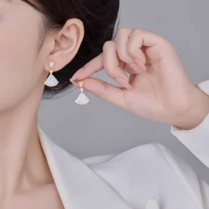 fan shaped mother of pearl stud earrings – elegant luxe jewelry
