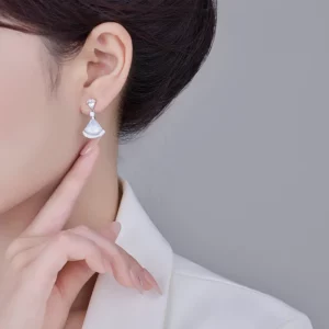 fan shaped mother of pearl stud earrings – elegant luxe jewelry