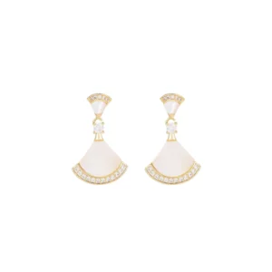 fan shaped mother of pearl stud earrings – elegant luxe jewelry