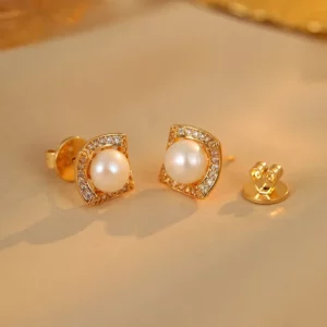 square freshwater pearl stud earrings – minimal elegant jewelry