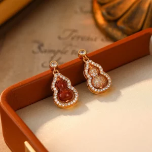 rotating gourd stud earrings – micro pavé designer jewelry