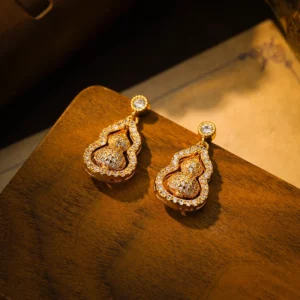 rotating gourd stud earrings – micro pavé designer jewelry