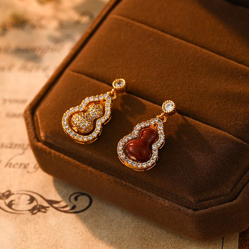 rotating gourd stud earrings – micro pavé designer jewelry