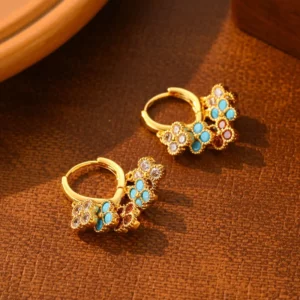 colorful clover tassel ear cuffs – modern luxe statement earrings
