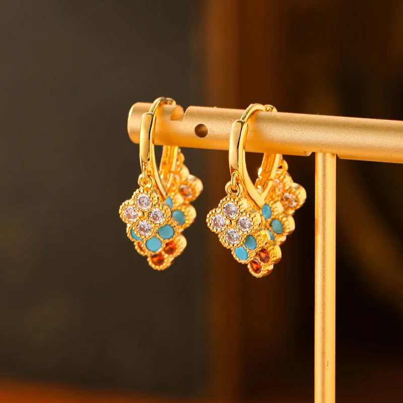 colorful clover tassel ear cuffs – modern luxe statement earrings