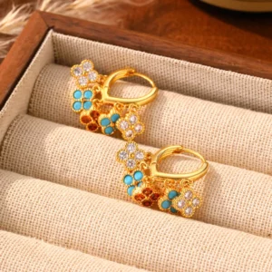 colorful clover tassel ear cuffs – modern luxe statement earrings
