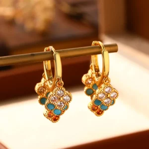 colorful clover tassel ear cuffs – modern luxe statement earrings