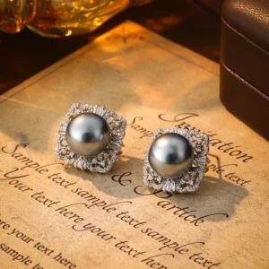 vintage pearl pavé stud earrings – chic elegant everyday jewelry