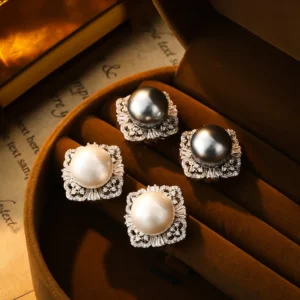 vintage pearl pavé stud earrings – chic elegant everyday jewelry
