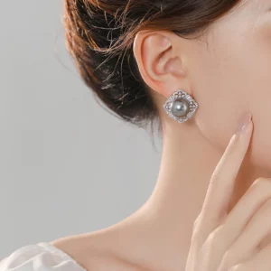 vintage pearl pavé stud earrings – chic elegant everyday jewelry