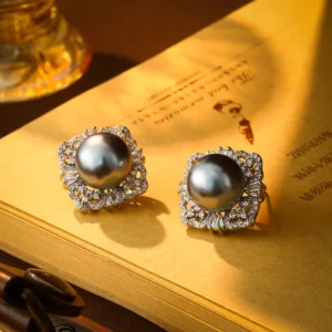 vintage pearl pavé stud earrings – chic elegant everyday jewelry