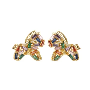 colorful horse pendant necklace with zircon & pearl beads – chic statement jewelry