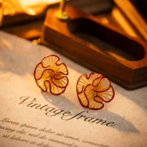 sculpted hollow flower stud earrings with enamel finish – modern chic jewelry