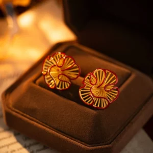 sculpted hollow flower stud earrings with enamel finish – modern chic jewelry