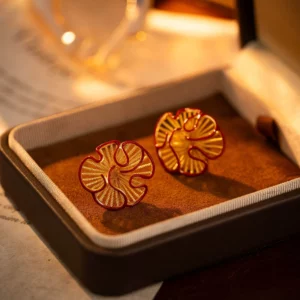 sculpted hollow flower stud earrings with enamel finish – modern chic jewelry