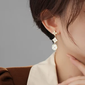 four leaf flower drop earrings – french chic designer style jewelry
