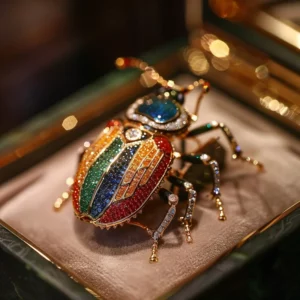 Beetle-Inspired Brooch – Animal Motif Insect Pin Statement Accessory
