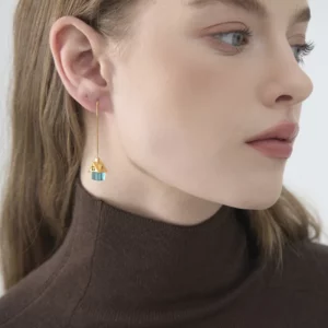 fairytale house earrings with crystal glass – whimsical silver jewelry