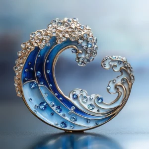 luxury freshwater pearl brooch – enamel wave design elegant statement pin