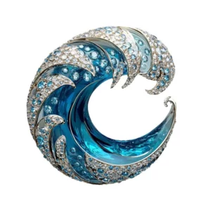luxury freshwater pearl brooch – enamel wave design elegant statement pin
