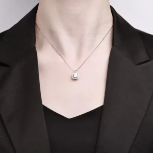 s925 sterling silver sugar cube moissanite necklace