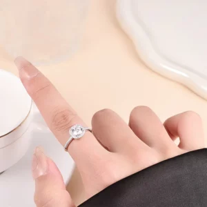 s925 sterling silver sugar cube moissanite ring