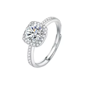 s925 sterling silver sugar cube moissanite ring