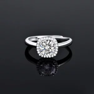 s925 sterling silver sugar cube moissanite ring
