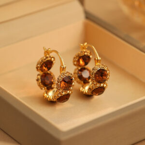 champagne crystal earrings – elegant light luxury ear cuffs