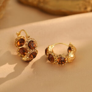 champagne crystal earrings – elegant light luxury ear cuffs