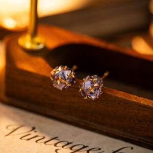 purple zircon hydrangea stud earrings – elegant minimalist women’s jewelry