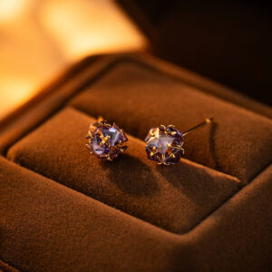 purple zircon hydrangea stud earrings – elegant minimalist women’s jewelry